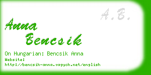 anna bencsik business card